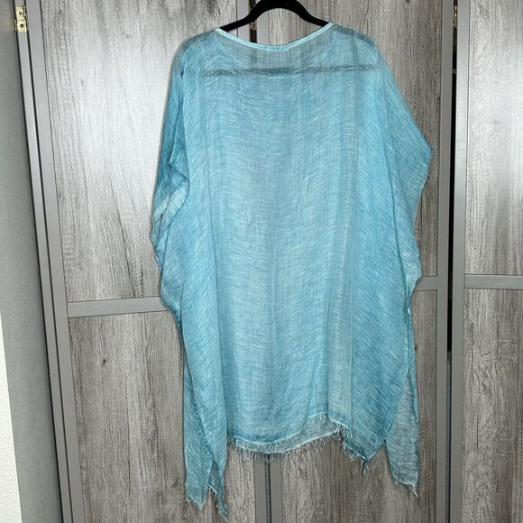 Eileen Fisher Woman Gauze Top Coverup Blue Color One Size - Picture 5 of 6